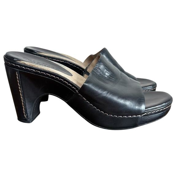 Cole Haan Country Women’s Black Leather Open Toe Chunky High Heel Mule Size 7 - Picture 4 of 10